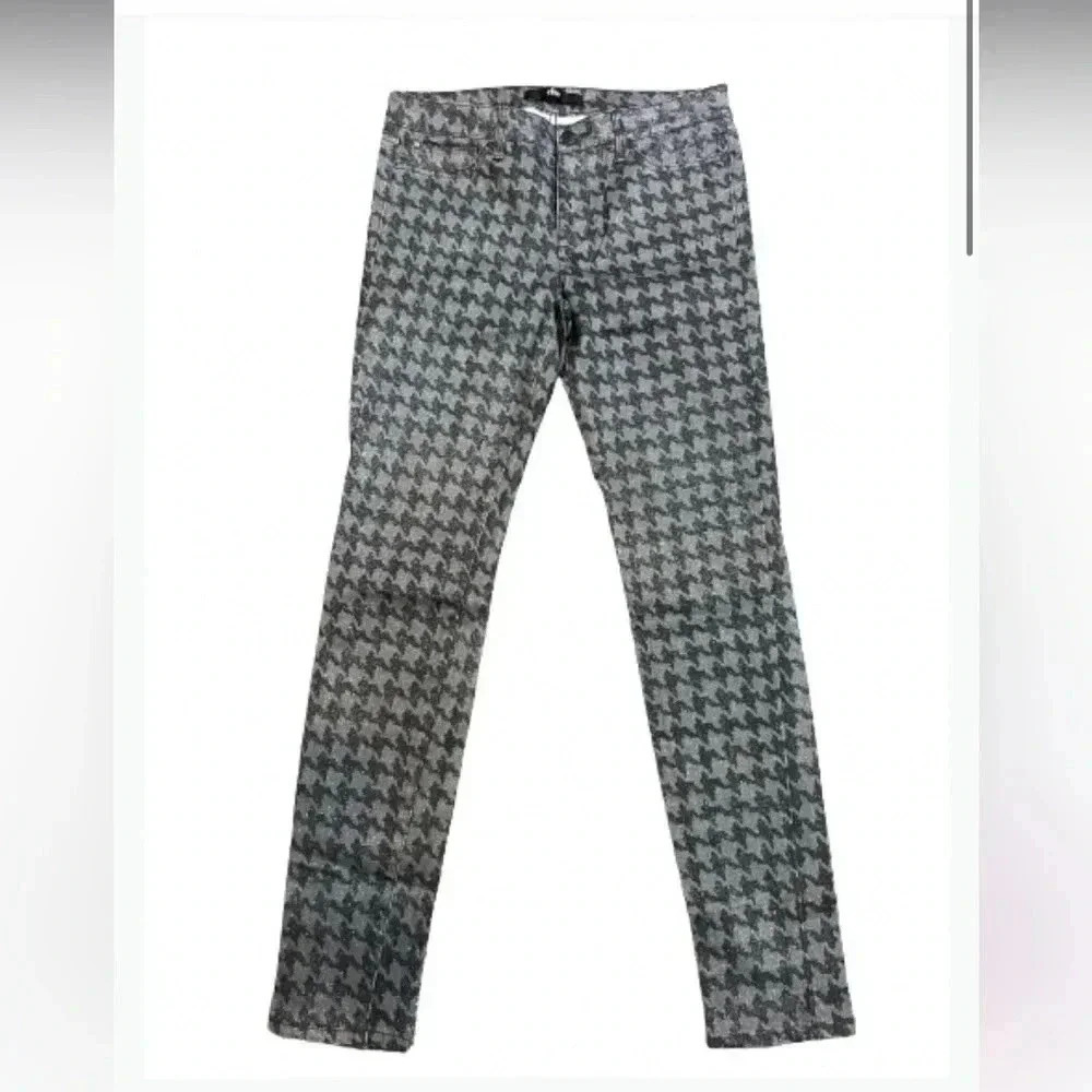 ELSE SILVER  AND BLACK SKINNY JEANS HOUNDSTOOTH‎ SPARKLE GLITTER TEXTURE SIZE 30